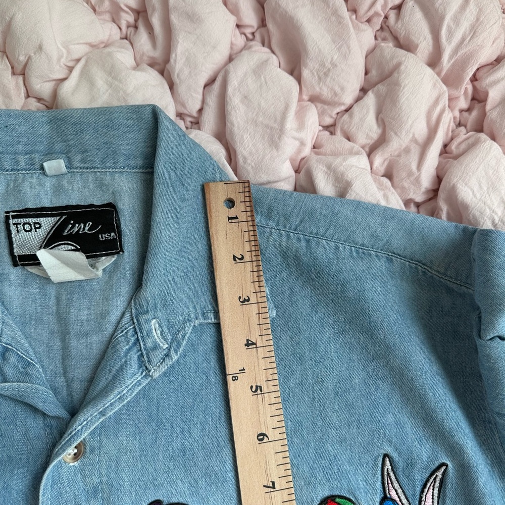 Vintage Looney Tunes Denim Shirt Men’s Large USA Made Warner Bros - Picture 5 of 8